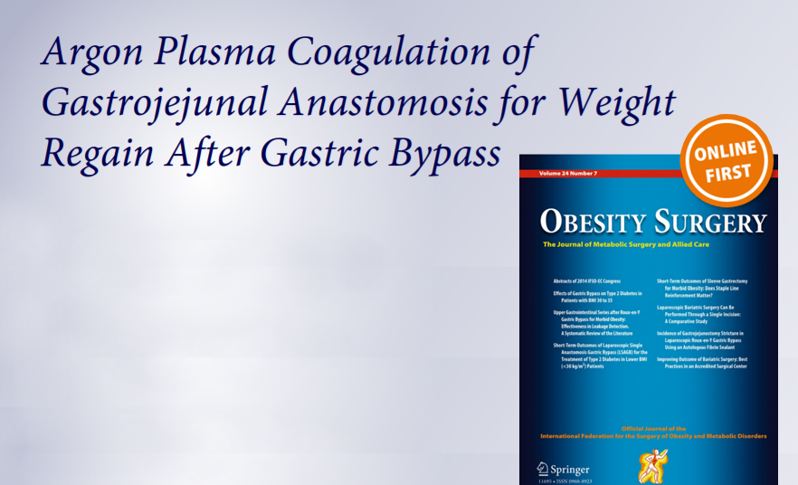 Argon Plasma Coagulation of Gastrojejunal Anastomosis for Weight Regain After Gastric Bypass Por Dr. Giorgio Baretta
